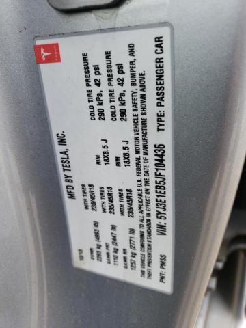 Photo 10 from auction – 2018 TESLA MODEL 3 with VIN 5YJ3E1EB5JF104436