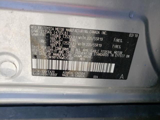Photo 10 from auction – 2019 TOYOTA RAV4 LIMIT with VIN 2T3N1RFV7KW035997