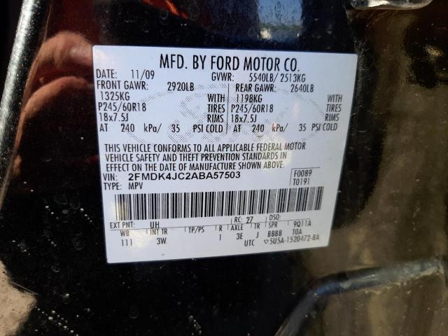 Photo 10 from auction – 2010 FORD EDGE SEL with VIN 2FMDK4JC2ABA57503