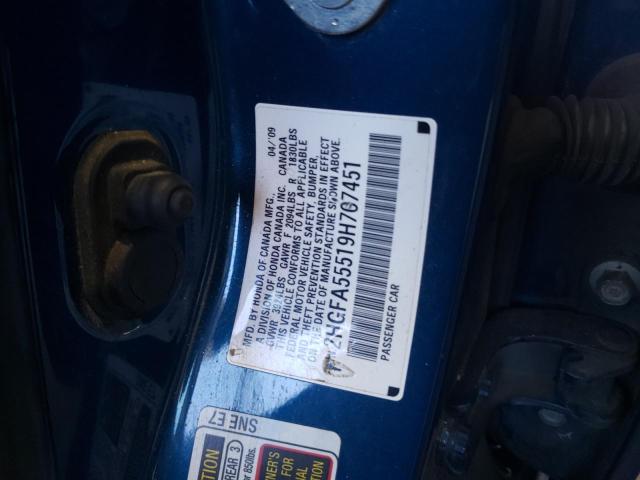 Photo 10 from auction – 2009 HONDA CIVIC SI with VIN 2HGFA55519H707451