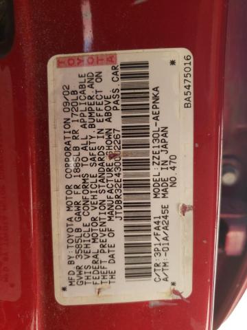 Photo 10 from auction – 2003 TOYOTA COROLLA CE with VIN JTDBR32E430032267