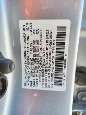 Photo 10 from auction – 2016 HONDA CR-V SE with VIN 2HKRM3H46GH545766