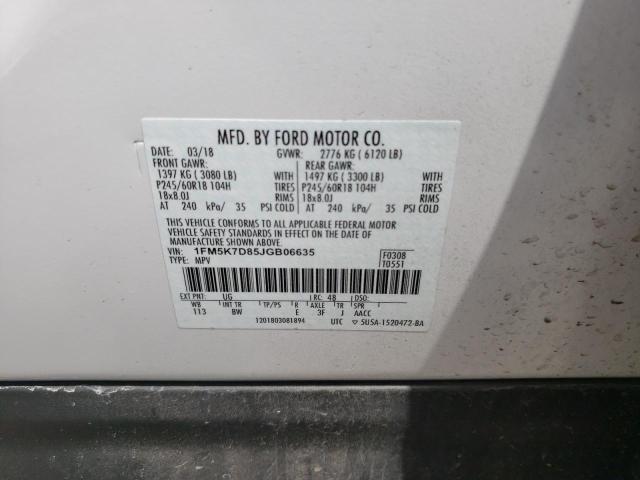 Photo 10 from auction – 2018 FORD EXPLORER X with VIN 1FM5K7D85JGB06635