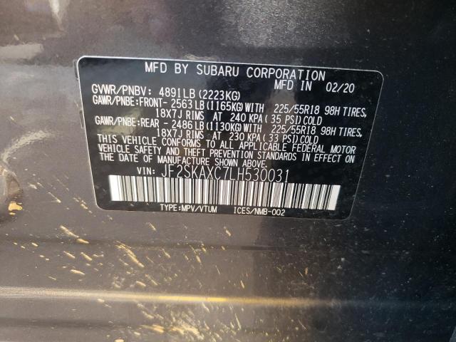 Photo 10 from auction – 2020 SUBARU FORESTER T with VIN JF2SKAXC7LH530031
