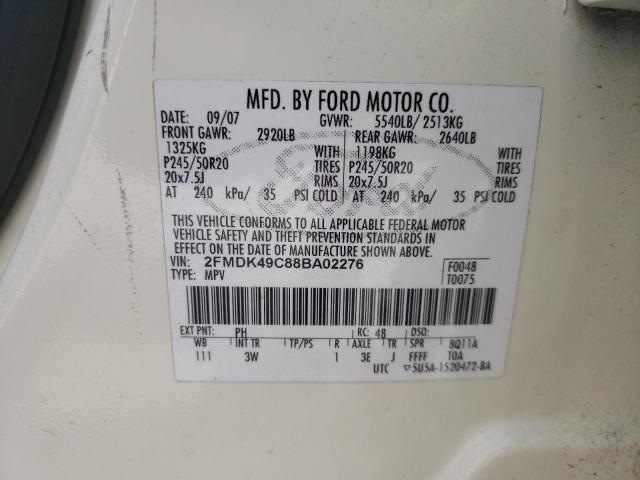 Photo 10 from auction – 2008 FORD EDGE LIMIT with VIN 2FMDK49C88BA02276