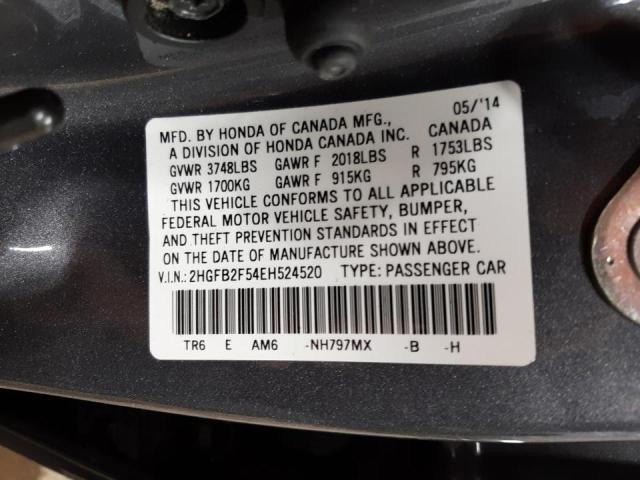 Photo 10 from auction – 2014 HONDA CIVIC LX with VIN 2HGFB2F54EH524520