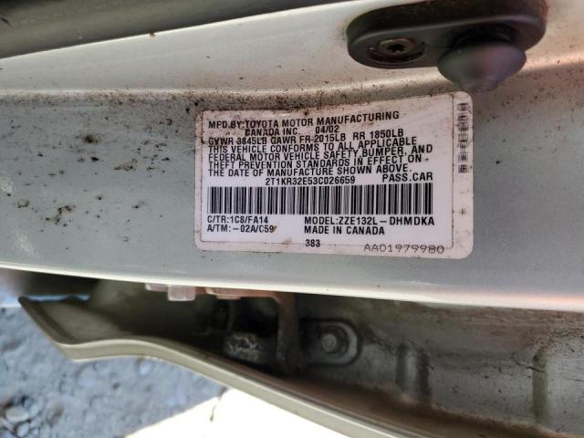 Photo 10 from auction – 2003 TOYOTA COROLLA MA with VIN 2T1KR32E53C026659