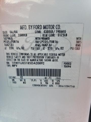 Photo 10 from auction – 2005 FORD ESCAPE XLT with VIN 1FMYU03185DA20892