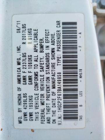Photo 10 from auction – 2011 HONDA ACCORD SE with VIN 1HGCP2F67BA149858