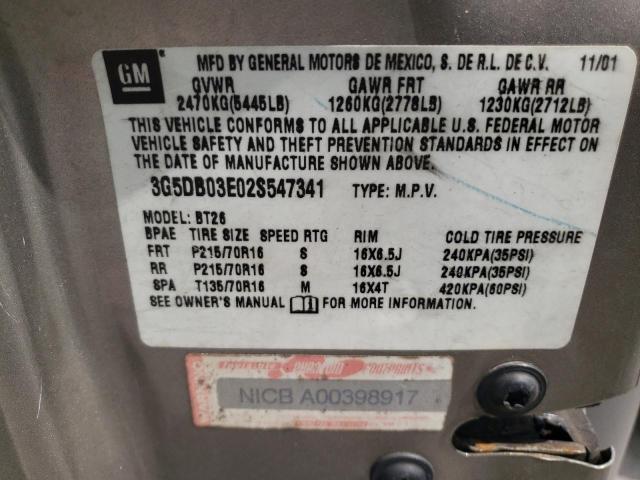Photo 10 from auction – 2002 BUICK RENDEZVOUS with VIN 3G5DB03E02S547341