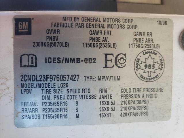 Photo 10 from auction – 2007 CHEVROLET EQUINOX LS with VIN 2CNDL23F976057427