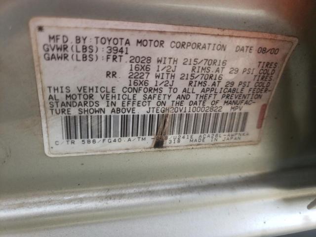 Photo 10 from auction – 2001 TOYOTA RAV4 with VIN JTEGH20V110002822