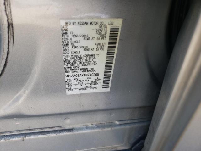 Photo 10 from auction – 2004 NISSAN ARMADA with VIN 5N1AA08AX4N740268