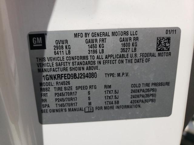 Photo 10 from auction – 2011 CHEVROLET TRAVERSE L with VIN 1GNKRFED9BJ294080