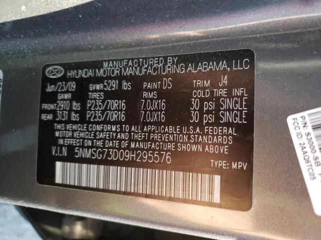 Photo 10 from auction – 2009 HYUNDAI SANTA FE G with VIN 5NMSG73D09H295576