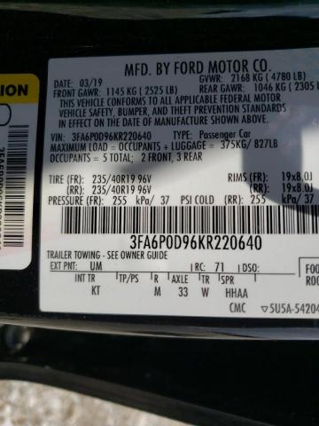 Photo 10 from auction – 2019 FORD FUSION TIT with VIN 3FA6P0D96KR220640