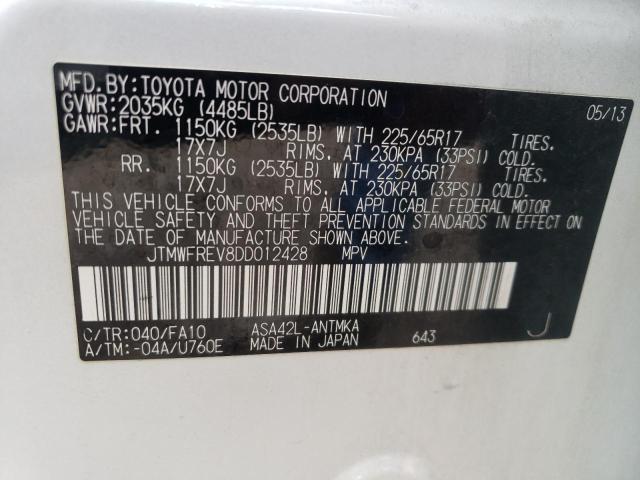 Photo 10 from auction – 2013 TOYOTA RAV4 XLE with VIN JTMWFREV8DD012428