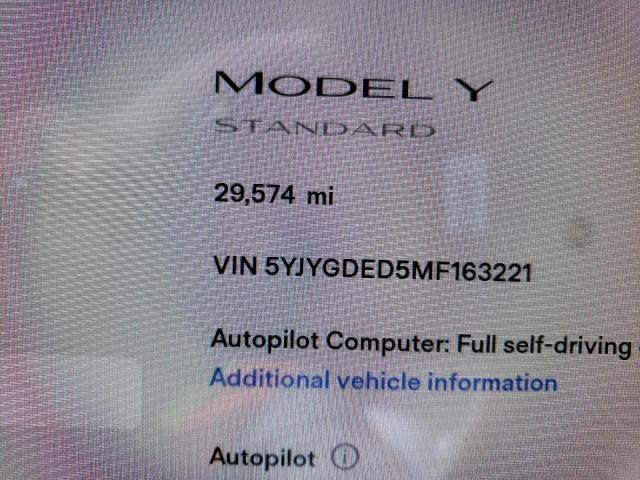 Photo 8 from auction – 2021 TESLA MODEL Y with VIN 5YJYGDED5MF163221