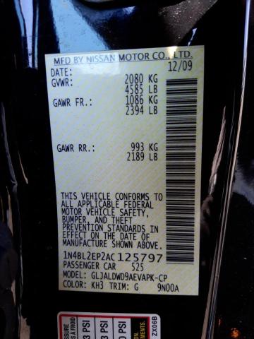Photo 10 from auction – 2010 NISSAN ALTIMA SR with VIN 1N4BL2EP2AC125797
