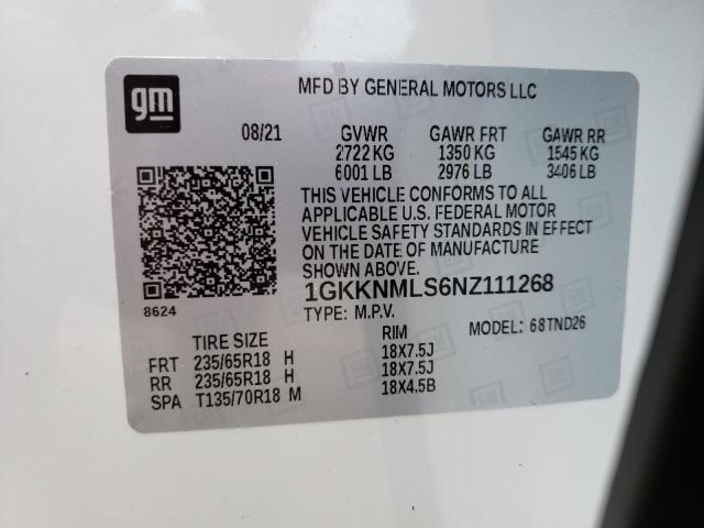 Photo 10 from auction – 2022 GMC ACADIA SLT with VIN 1GKKNMLS6NZ111268