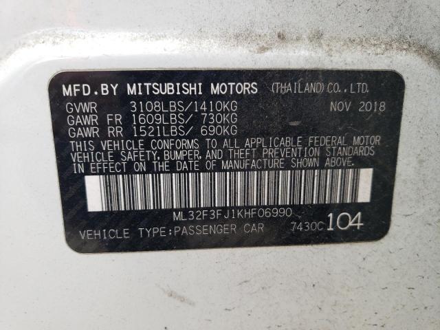 Photo 10 from auction – 2019 MITSUBISHI MIRAGE G4 with VIN ML32F3FJ1KHF06990