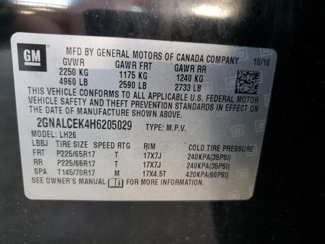 Photo 10 from auction – 2017 CHEVROLET EQUINOX LT with VIN 2GNALCEK4H6205029