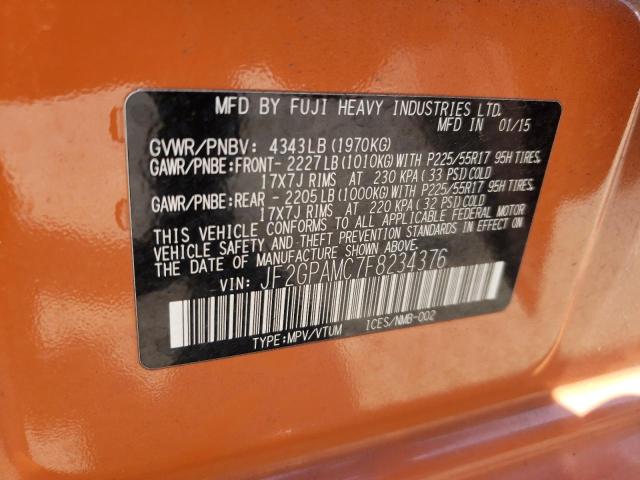 Photo 10 from auction – 2015 SUBARU XV CROSSTR with VIN JF2GPAMC7F8234376