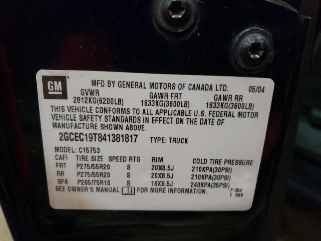 Photo 10 from auction – 2004 CHEVROLET SILVERADO with VIN 2GCEC19T841381817