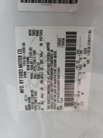 Photo 10 from auction – 2011 FORD RANGER with VIN 1FTKR1AD0BPA81341
