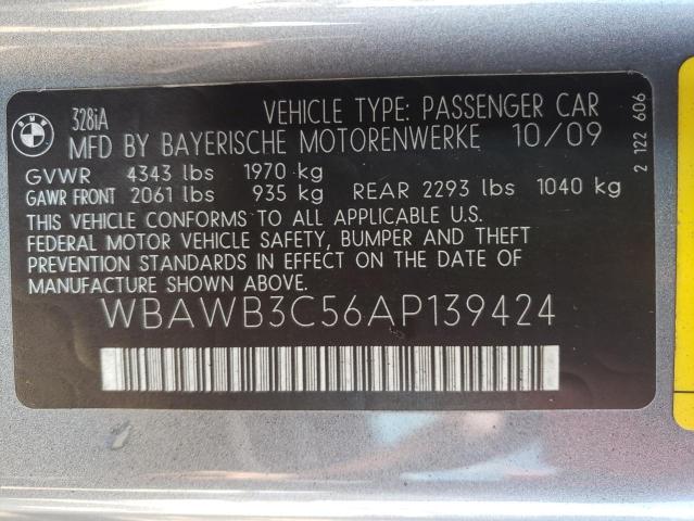Photo 10 from auction – 2010 BMW 328 I with VIN WBAWB3C56AP139424