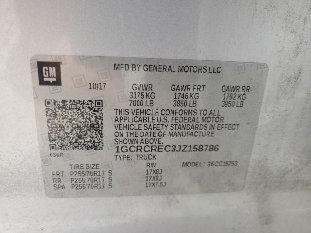 Photo 10 from auction – 2018 CHEVROLET SILVERADO with VIN 1GCRCREC3JZ158786