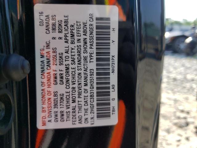 Photo 10 from auction – 2016 HONDA CIVIC EX with VIN 2HGFC3B31GH351923