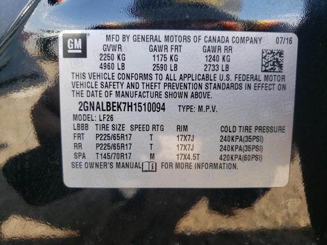 Photo 10 from auction – 2017 CHEVROLET EQUINOX LS with VIN 2GNALBEK7H1510094