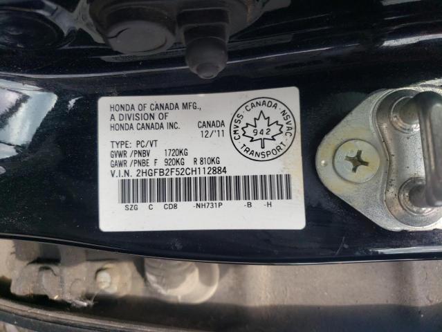 Photo 10 from auction – 2012 HONDA CIVIC LX with VIN 2HGFB2F52CH112884
