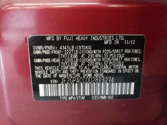 Photo 10 from auction – 2013 SUBARU XV CROSSTR with VIN JF2GPACC0D2813274