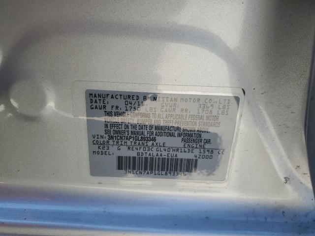 Photo 10 from auction – 2016 NISSAN VERSA S with VIN 3N1CN7AP1GL893346