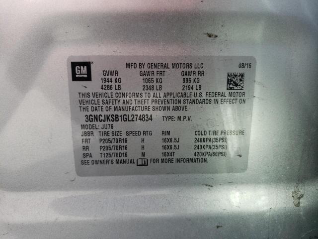 Zdjęcie 10 z aukcji – 2016 CHEVROLET TRAX LS z VIN 3GNCJKSB1GL274834