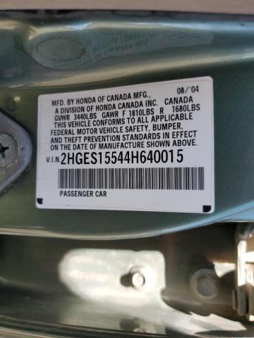 Photo 10 from auction – 2004 HONDA CIVIC LX with VIN 2HGES15544H640015