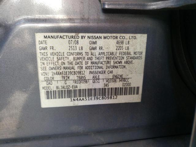 Photo 10 from auction – 2009 NISSAN MAXIMA S with VIN 1N4AA51E39C809812
