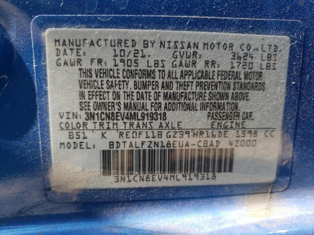 Photo 10 from auction – 2021 NISSAN VERSA SV with VIN 3N1CN8EV4ML919318