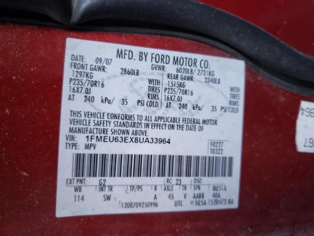 Photo 10 from auction – 2008 FORD EXPLORER X with VIN 1FMEU63EX8UA33964