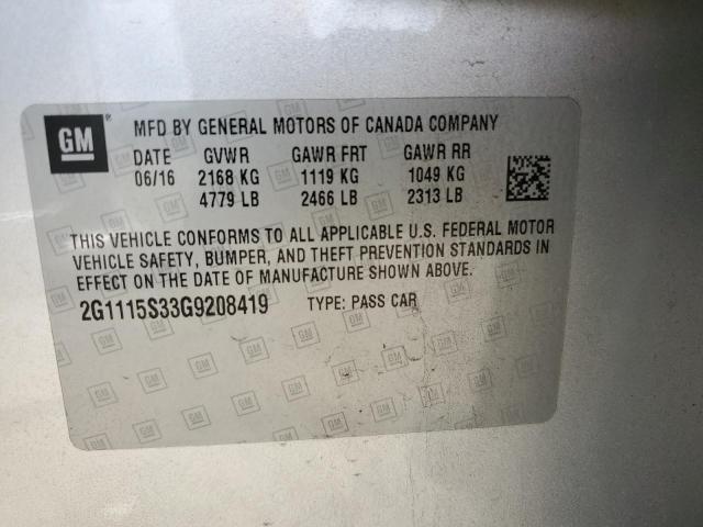 Photo 10 from auction – 2016 CHEVROLET IMPALA LT with VIN 2G1115S33G9208419