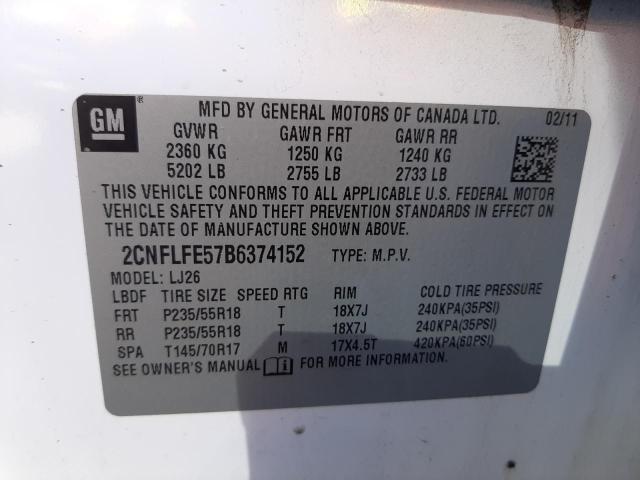 Photo 10 from auction – 2011 CHEVROLET EQUINOX LT with VIN 2CNFLFE57B6374152