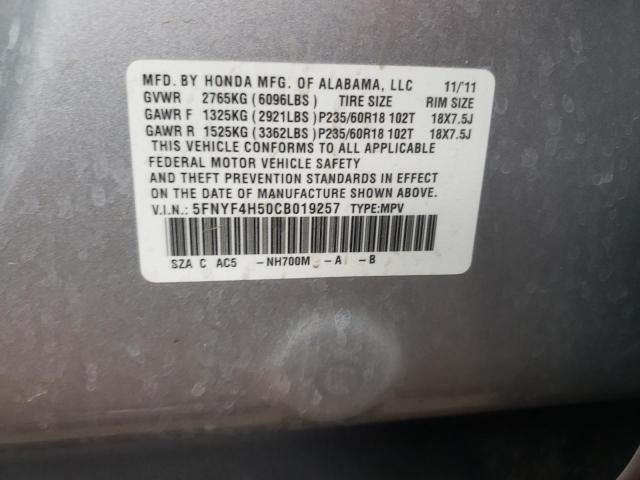 Photo 10 from auction – 2012 HONDA PILOT EXL with VIN 5FNYF4H50CB019257