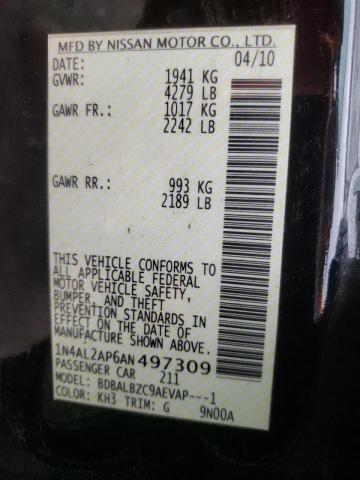 Photo 10 from auction – 2010 NISSAN ALTIMA BAS with VIN 1N4AL2AP6AN497309