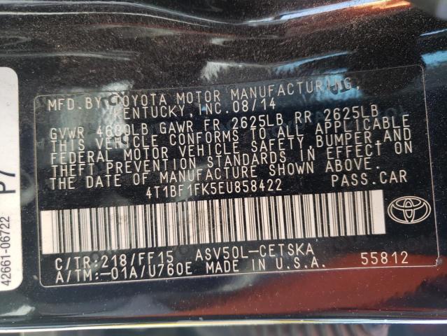 Photo 10 from auction – 2014 TOYOTA CAMRY L with VIN 4T1BF1FK5EU858422