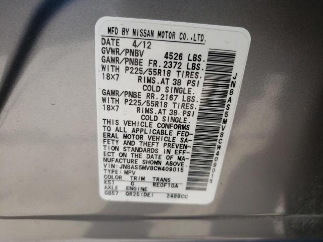 Photo 10 from auction – 2012 NISSAN ROGUE S with VIN JN8AS5MV8CW409015