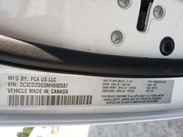 Photo 10 from auction – 2021 DODGE CHALLENGER with VIN 2C3CDZGG3MH592587