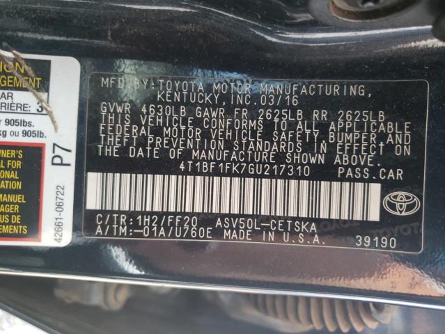 Photo 10 from auction – 2016 TOYOTA CAMRY LE with VIN 4T1BF1FK7GU217310