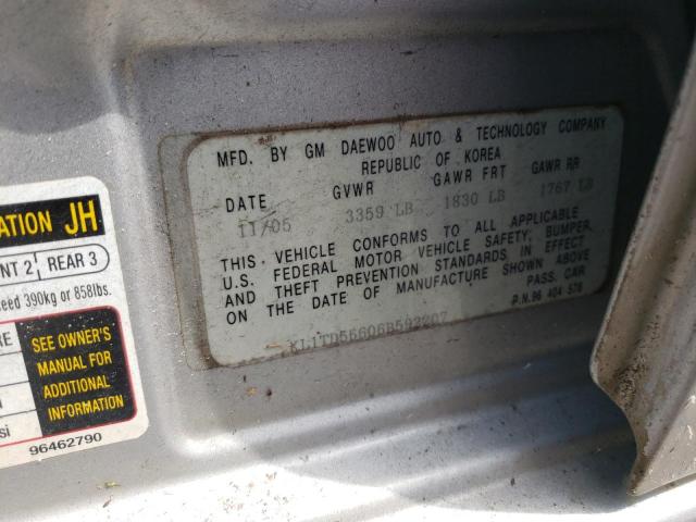 Photo 10 from auction – 2006 CHEVROLET AVEO BASE with VIN KL1TD56606B592207